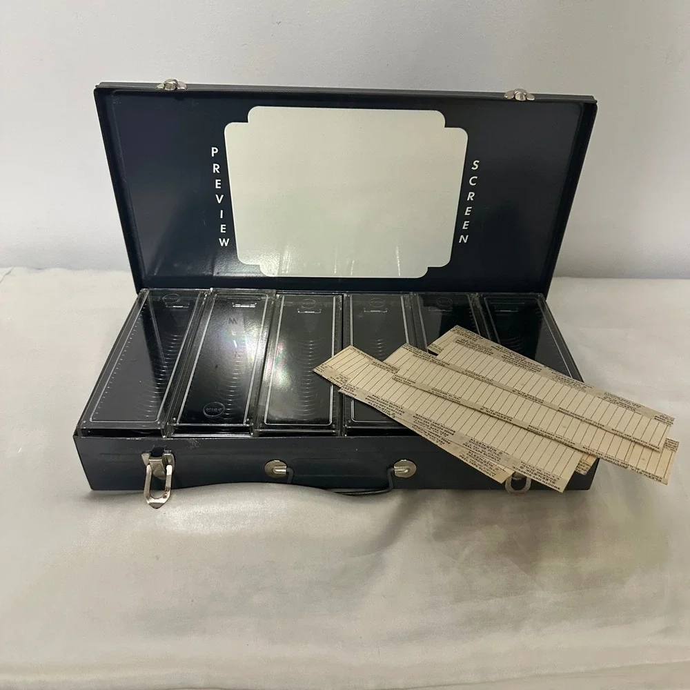 Mico‎ Slide Tray Chest Vintage Metal Case Black Good 6 Trays Preview Screen